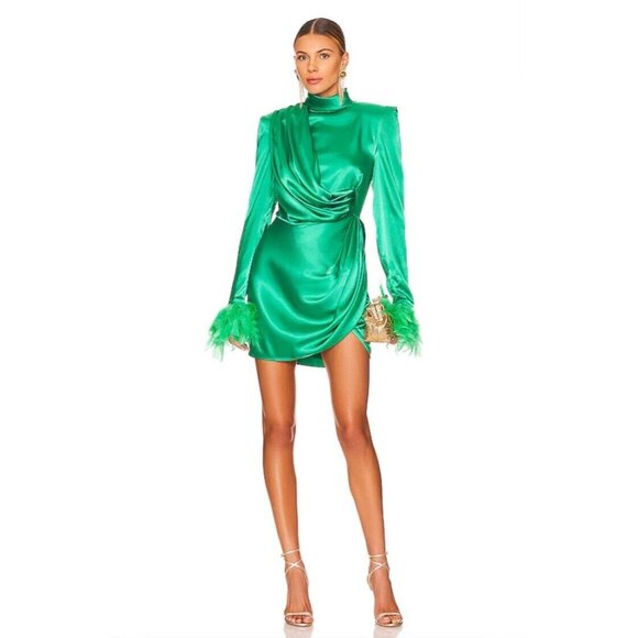 Bronx and Banco Nadine Mini Dress Emerald Green Silk